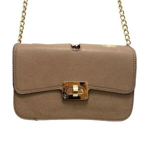 Purse Crossbody Bag Vegan Leather Multi Pockets Chain in Tan Nude